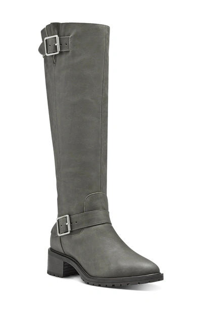 Shop Sole Society Jarney Buckled Leather Riding Boot In Grey 02