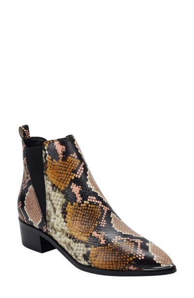 Shop Marc Fisher Ltd Yale Pointed Bootie In Cromie/black Snake Embossed Le