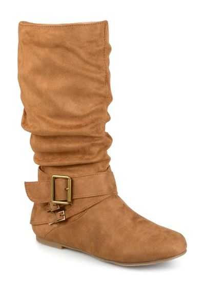 Shop Journee Collection Shelley Buckle Slouchy Boot In Chestnut