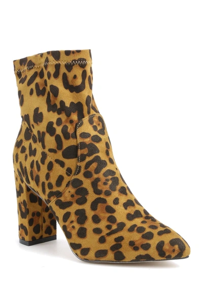 Shop Catherine Catherine Malandrino Bodem Faux Suede Block Heel Stretch Bootie In Leopard Ul