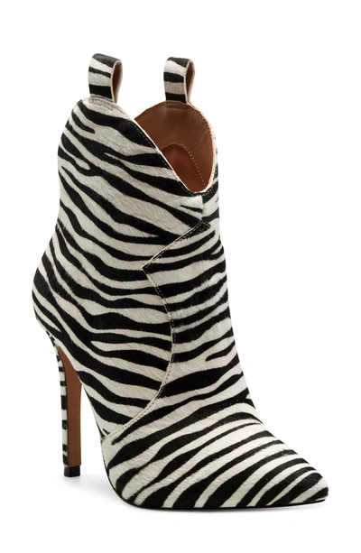 Shop Jessica Simpson Pixille Zebra Printed Genuine Calf Hair Bootie In White 01
