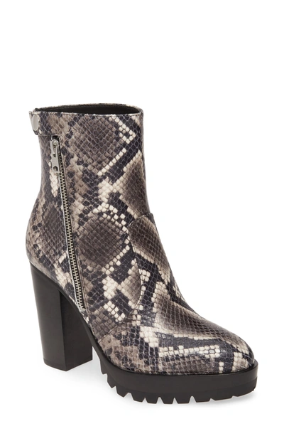 Shop Allsaints Ana Snake Embossed Lug Sole Boot In Grey