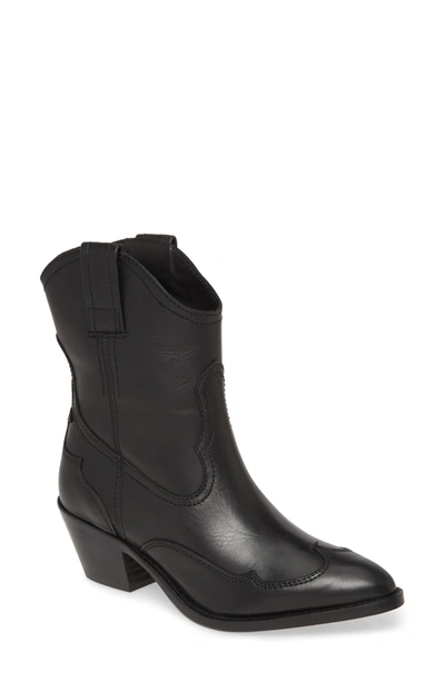 Shop Allsaints Shira Western Bootie In Black Leather