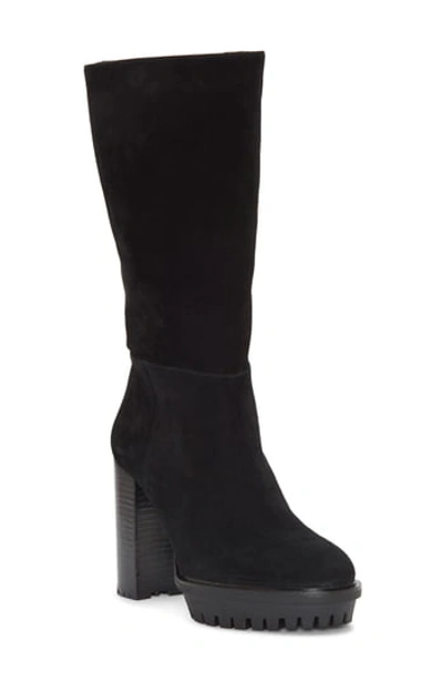 Shop Vince Camuto Eshitana Suede Platform Boot In Black 01