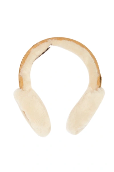 Shop Ugg Genuine Dyed Shearling Single U Ear Muffs In Chestnut