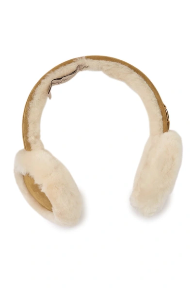 Shop Ugg Genuine Shearling Wired Ear Muffs In Chestnut