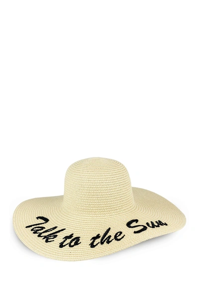 Shop Just Jamie Talk To The Sun Floppy Straw Hat In Natural/balck