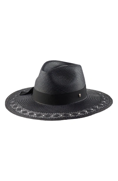 Shop Helen Kaminski Avia Wide Brim Straw Sun Hat In Black/blac