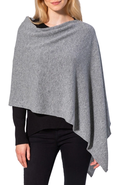 Shop Amicale Cashmere Solid Knit Poncho In 020gry