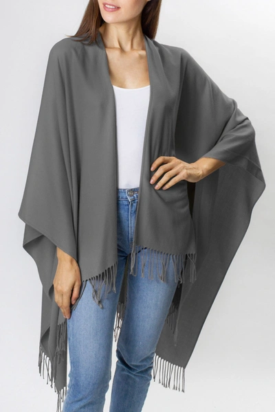 Shop Just Jamie Solid So Soft Ruana In Grey