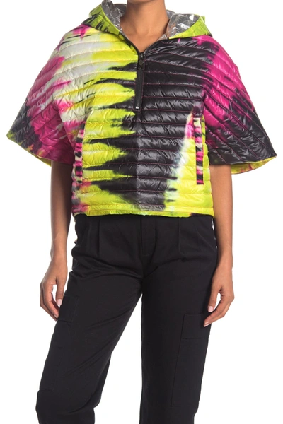 Shop Think Royln Tie Dye High Low Puffer Poncho In Tye Dye Ne