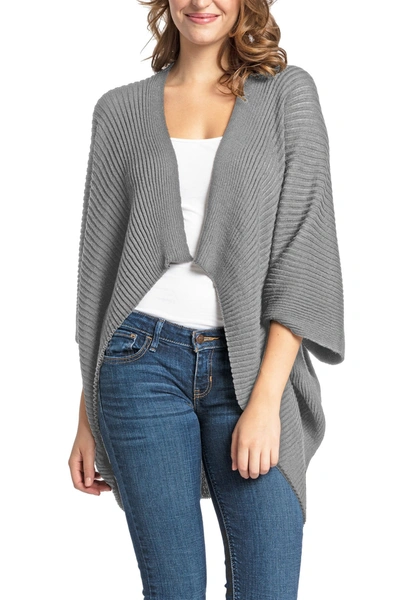 Shop Roffe Accessories Ribbed Recycled Knit Kimono In Gr