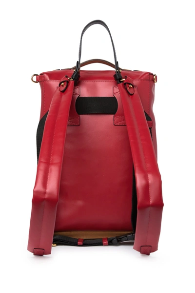 Shop Moschino Leather Bucket Backpack In Red