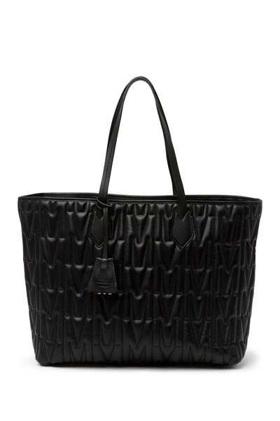 Shop Moschino Quilted Embossed Tote In Black