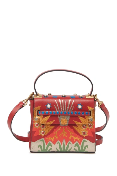 Shop Valentino Branch & Greenery Studded Top Handle Tote In Rosso V