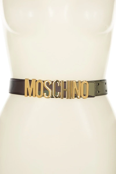 Shop Moschino Logo Buckle Camo Belt In Fantasy Print Camo
