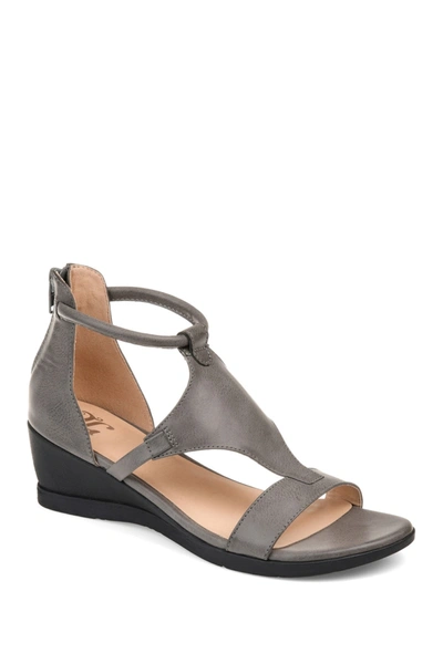 Shop Journee Collection Journee Trayle Wedge Sandal In Grey
