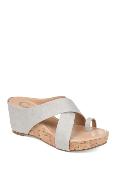 Shop Journee Collection Journee Rayna Wedge Sandal In Stone