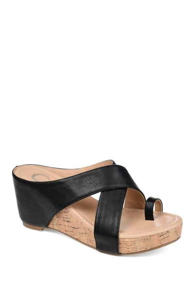 Shop Journee Collection Journee Rayna Wedge Sandal In Black