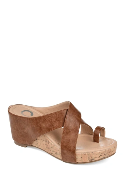 Shop Journee Collection Journee Rayna Wedge Sandal In Brown