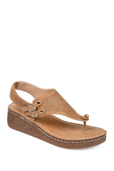 Shop Journee Collection Journee Mckell Wedge Sandal In Tan