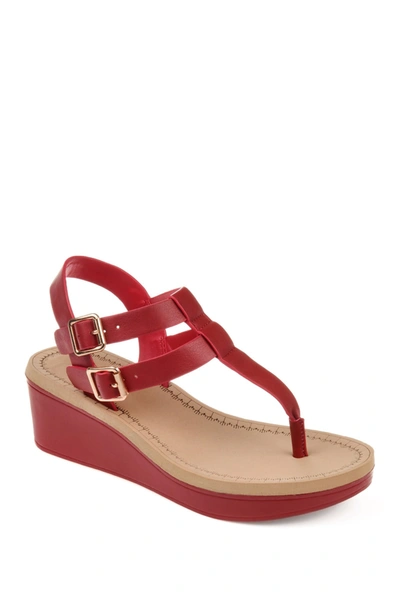 Shop Journee Collection Journee Bianca Wedge Sandal In Red