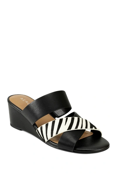 Shop Aerosoles Westfield Leather Wedge Mule In Zebra