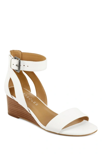 Shop Aerosoles Willowbrook Ankle Strap Wedge Sandal In White Leather