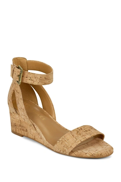 Shop Aerosoles Willowbrook Ankle Strap Wedge Sandal In Cork Combo