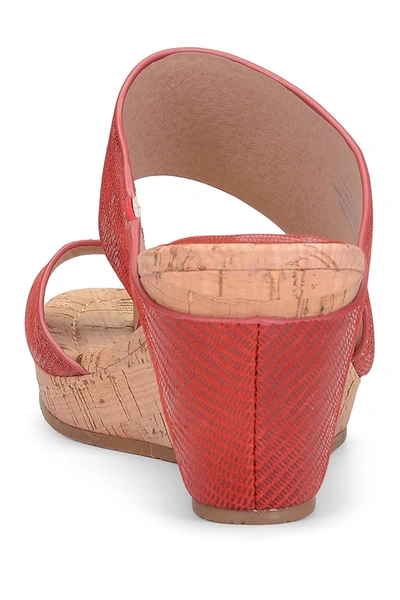 Shop Donald Pliner Gretta Leather Lizard Print Wedge Sandal In Red