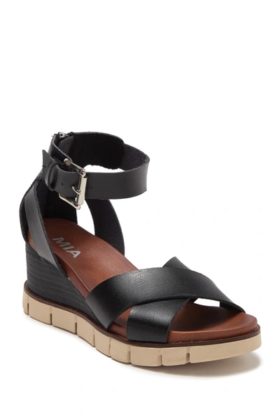 Shop Mia Lauri Ankle Strap Platform Wedge Sandal In Black