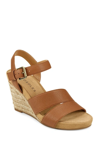 Shop Aerosoles Plainfield Braided Espadrille Wedge Sandal In Tan