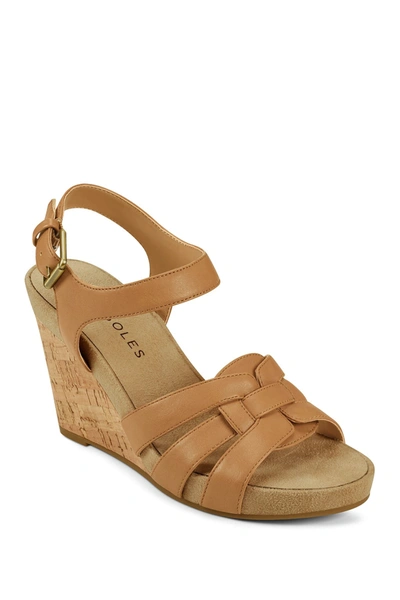 Shop Aerosoles Pennsville Cork Wedge Sandal In Tan