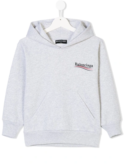 Shop Balenciaga Logo Tracksuit Hoodie In Grey
