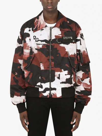 Shop Dolce & Gabbana Camouflage-print Jacket In Red