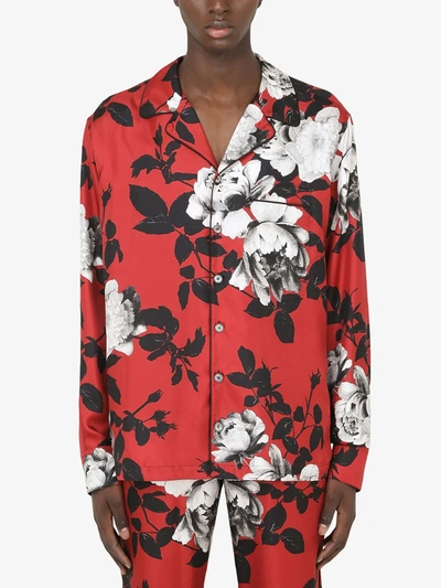 Shop Dolce & Gabbana Floral-print Shirt In Red