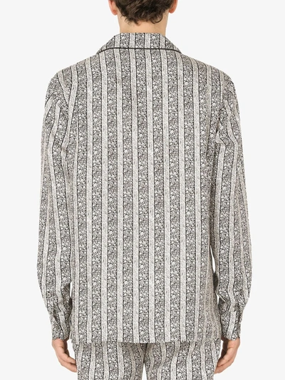 Dolce & Gabbana Floral-print Silk Pajama Shirt In Black