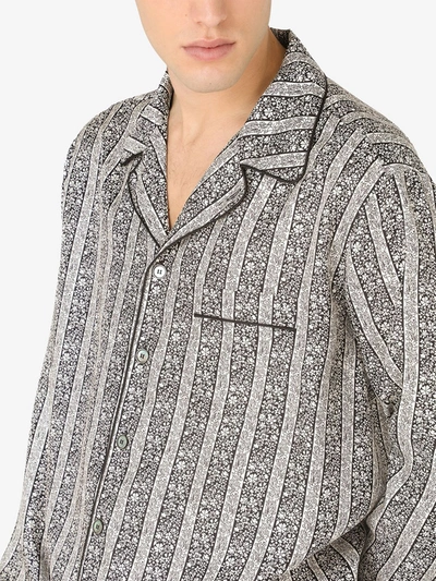 Dolce & Gabbana Floral-print Silk Pajama Shirt In Black