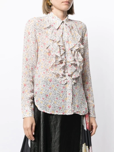 Shop Ganni Floral-print Shirt In Multicolour