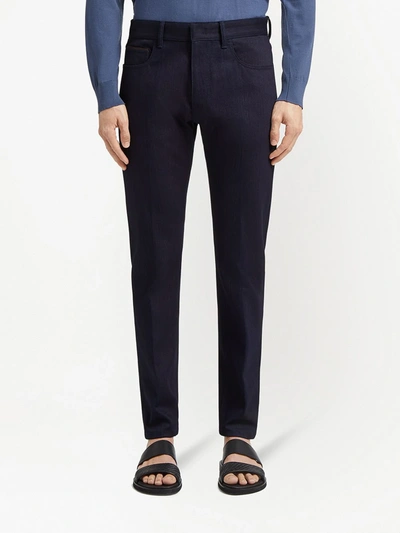 Shop Ermenegildo Zegna Slim-cut Trousers In Blue