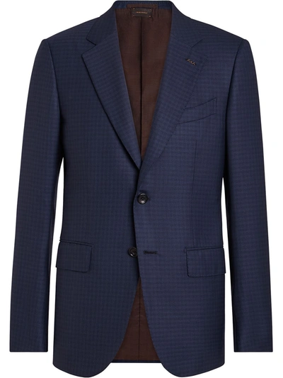 Shop Ermenegildo Zegna Notched-lapel Single-breasted Blazer In Blue