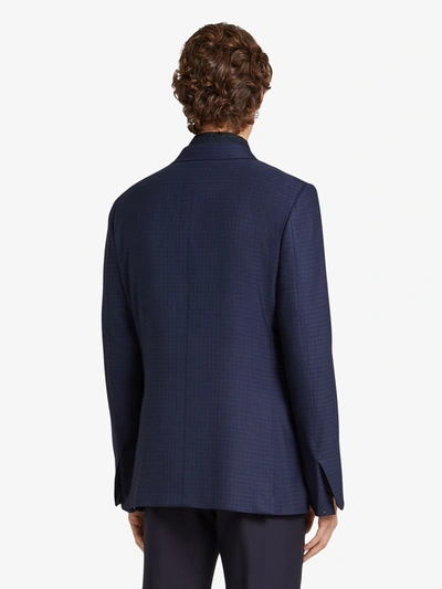 Shop Ermenegildo Zegna Notched-lapel Single-breasted Blazer In Blue