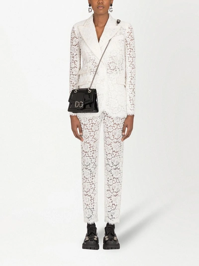 Shop Dolce & Gabbana Cordonetto-lace Straight-leg Trousers In White