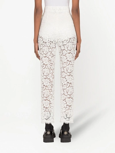 Shop Dolce & Gabbana Cordonetto-lace Straight-leg Trousers In White