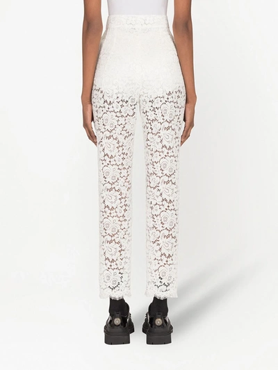 Dolce & Gabbana Lace Straight-leg Trousers In White