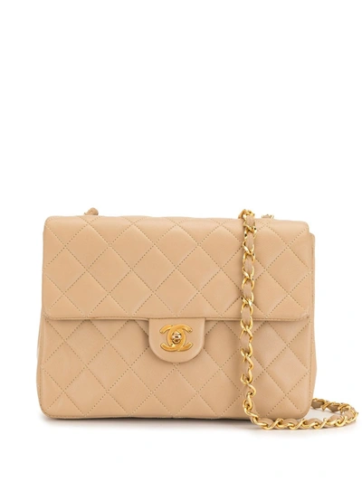 Pre-owned Chanel 1990s Classic Flap Square Shoulder Bag In Neutrals