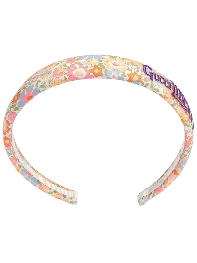 Shop Gucci Liberty Floral-print Headband In Yellow