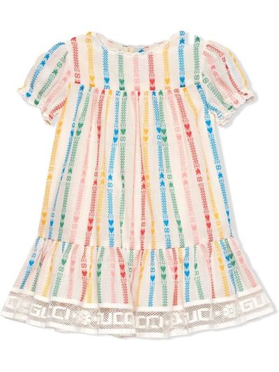 Shop Gucci Interlocking G Short-sleeve Cotton Dress In White