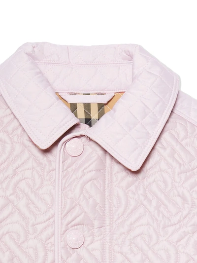 Shop Burberry Teen Monogram Quilted Jacket In Pink