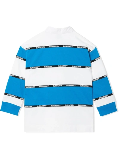 Shop Burberry Teen Striped Rugby Polo Shirt In White